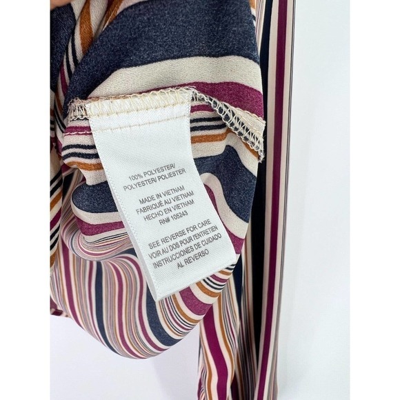 Hiatus Multicolor Button Front Striped Blouse Long Sleeve Tie Hem Womens Medium - Picture 7 of 8
